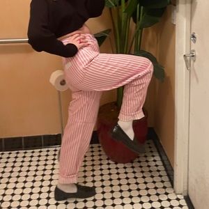GANNI PINK AND WHITE STRIPED PANTS
